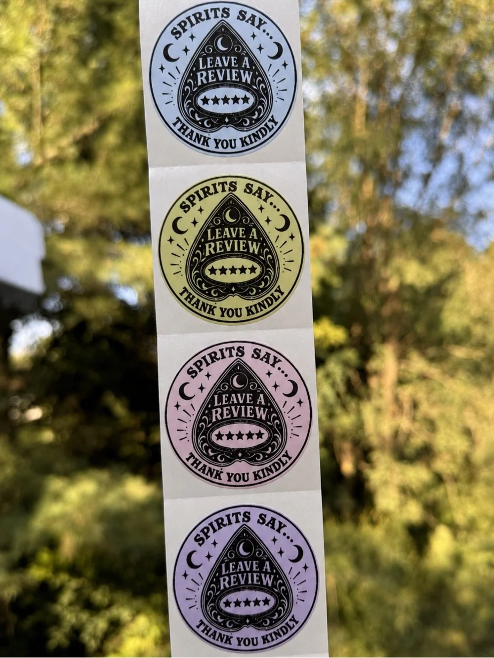 25 Halloween Review Stickers 2in Planchette Small Business Packaging Labels